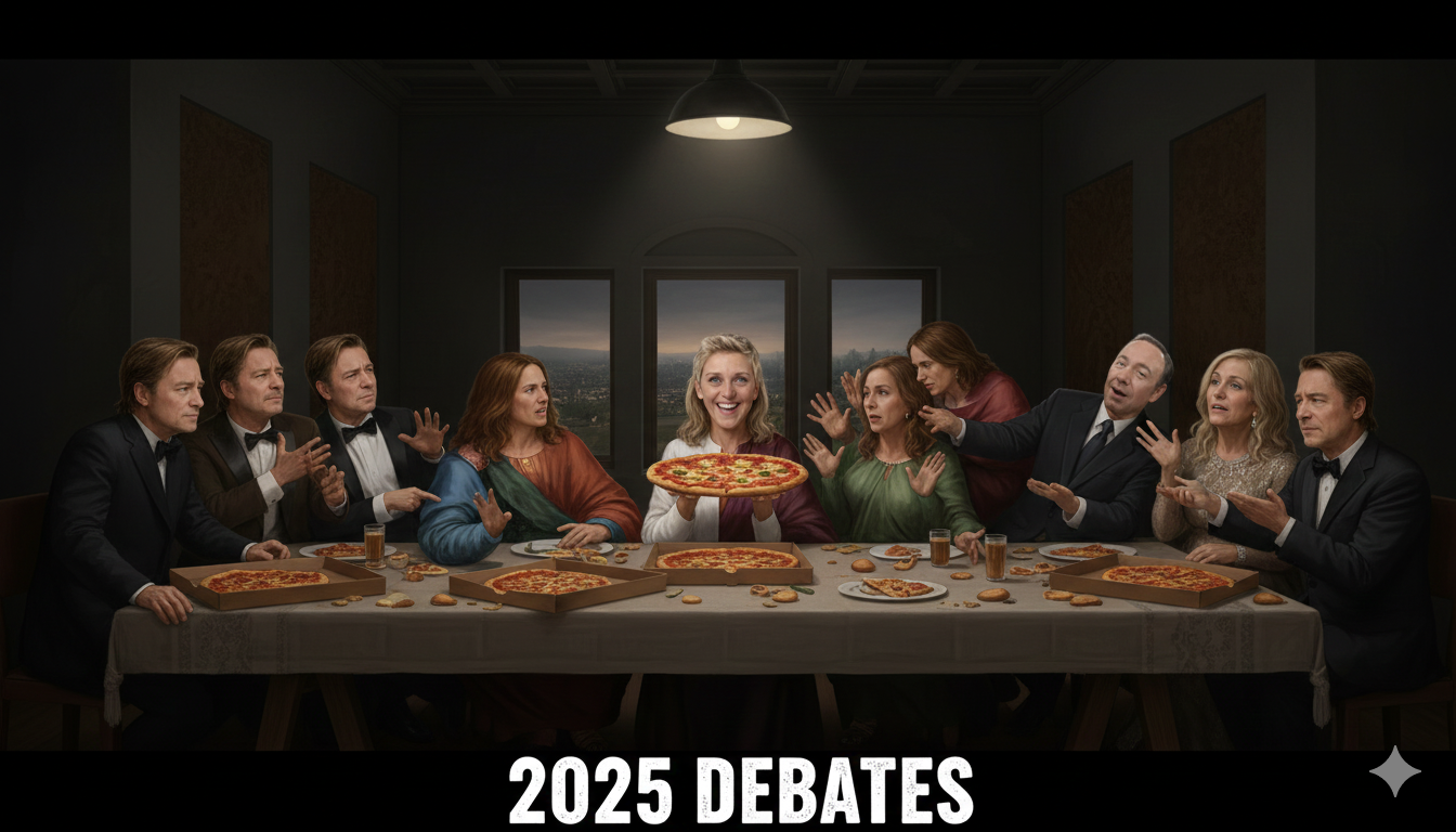 Group Chaos Last Supper parody made with Nano Banana Pro