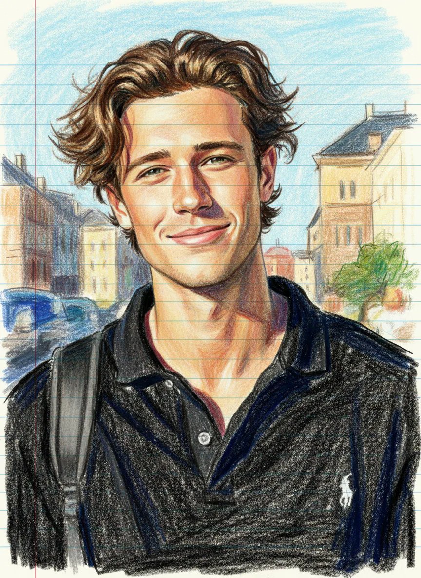 hand-drawn portrait illustration ai boy