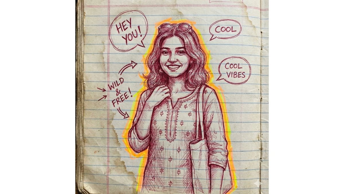 hand-drawn portrait illustration ai young girl colored