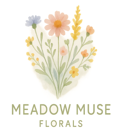 an artistic logo for Meadow Muse Flowers
