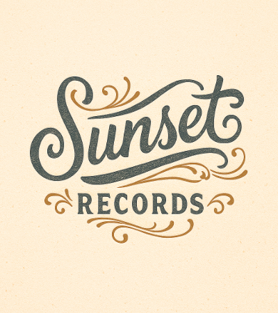 a vintage typographic logo for Sunset Records