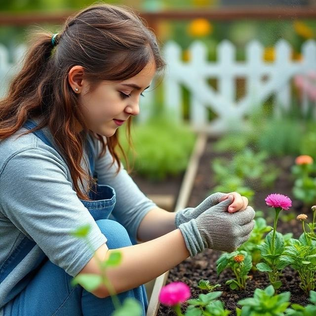 a girl doing gardening activity