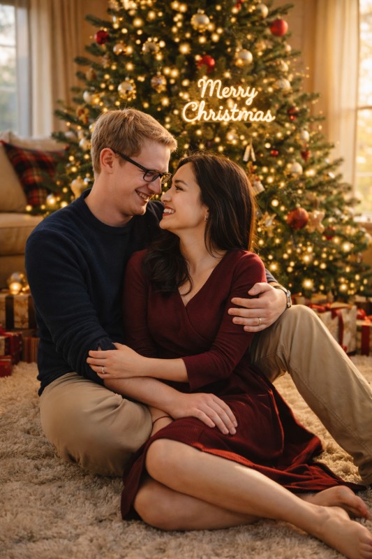 Christmas morning joy and togetherness