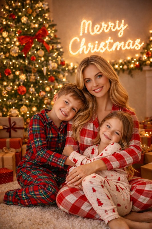 Christmas morning family joy