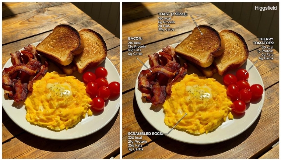 showing food calories and other elements