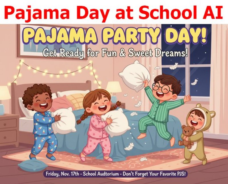 Alt" Pajama Day at school AI"