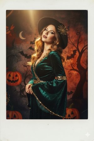 Polaroid-Stil Halloween Idee inspiriert von 70er Fotoshooting