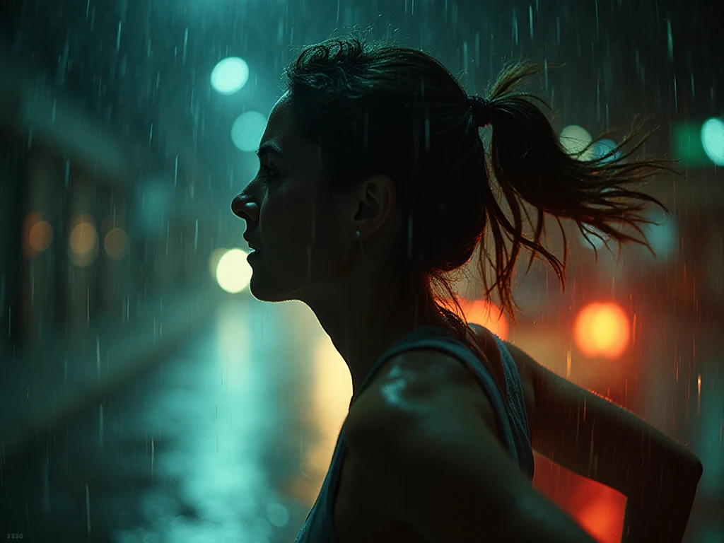 a-woman-running-through-rain-at-night
