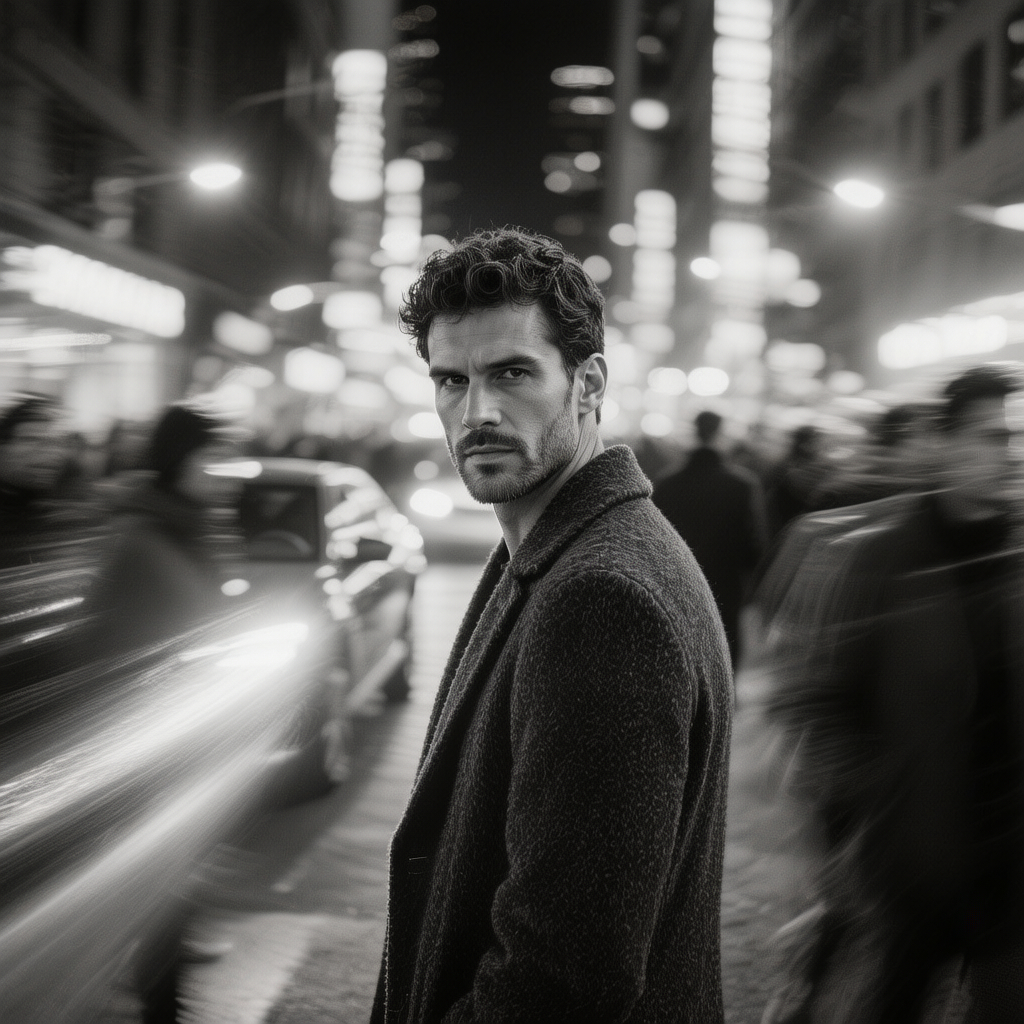 man still in urban street