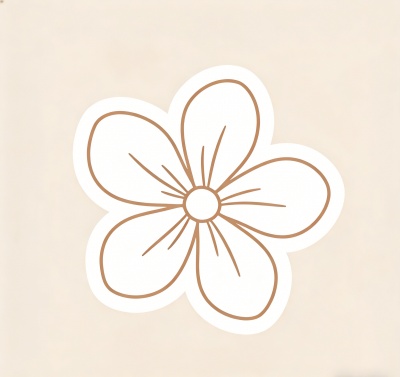 minimal line-art flower sticker