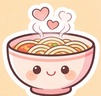 cute ramen bowl character with smiling face