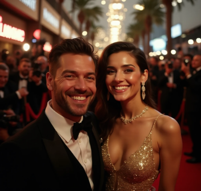 ein realistisches iPhone-Selfie auf einem Hollywood-Red-Carpet