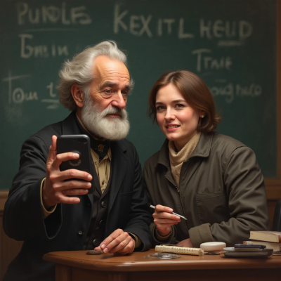 ein realistisches Selfie beim Unterricht