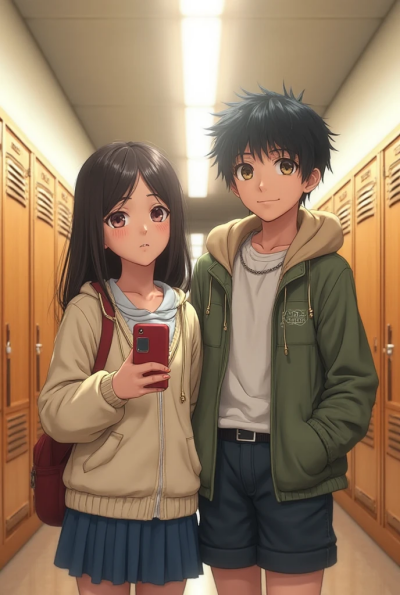 ein Selfie von mir in einem japanischen Schulflur