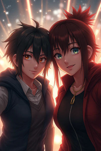 ein realistisches Selfie von mir mit einem Anime-Charakter
