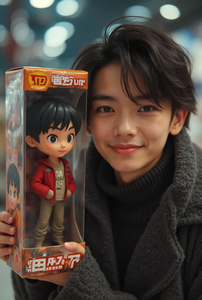 ein Foto von mir mit einer Sammlerfigur im 3D-Anime-Stil