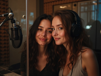 ein echtes Selfie in einem professionellen Tonstudio