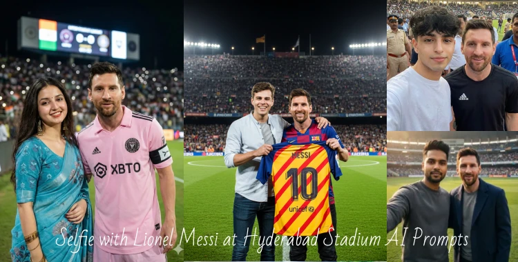 selfie with lionel messi at hyderabad stadium ai prompts
