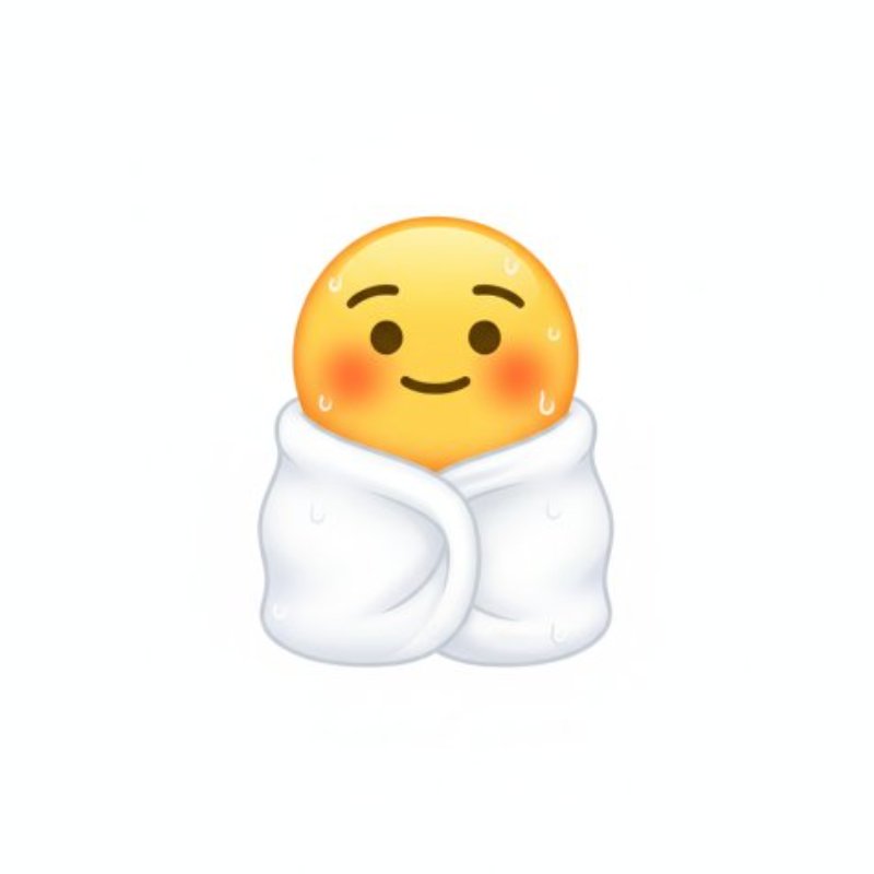Showing Hilarious Genmoji of an emoji wraped in towel