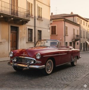 vintage car photo in old street