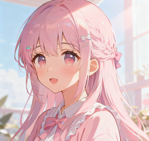 فتاة أنيمي لطيفة بألوان هادئة