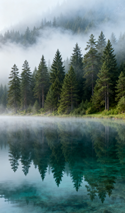 انعكاس بحيرة صافٍ كالبلور