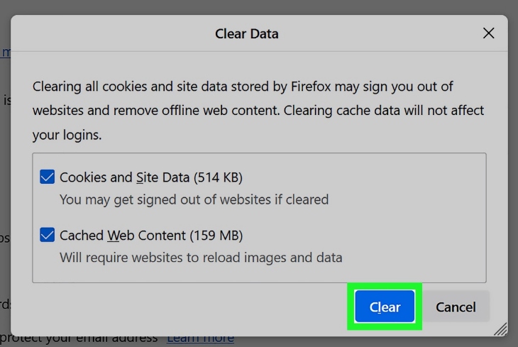 clear web cache data