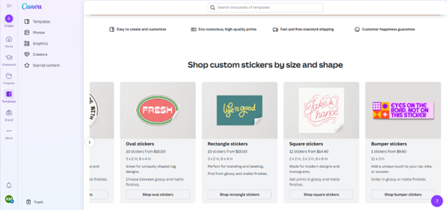 Canva 스티커 화면