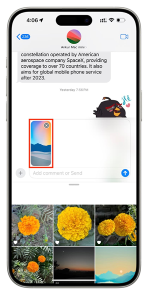 스티커 선택 및 배치