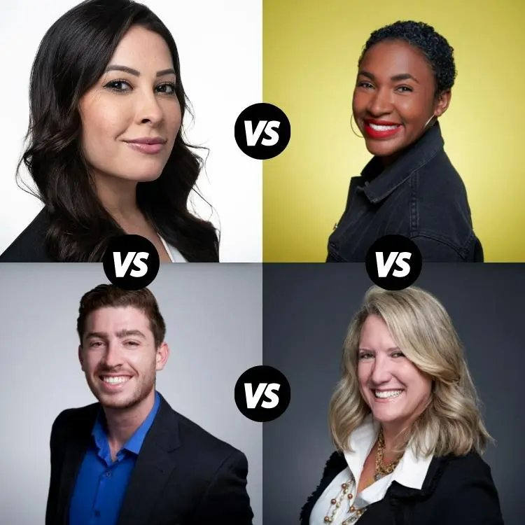 different headshots background color