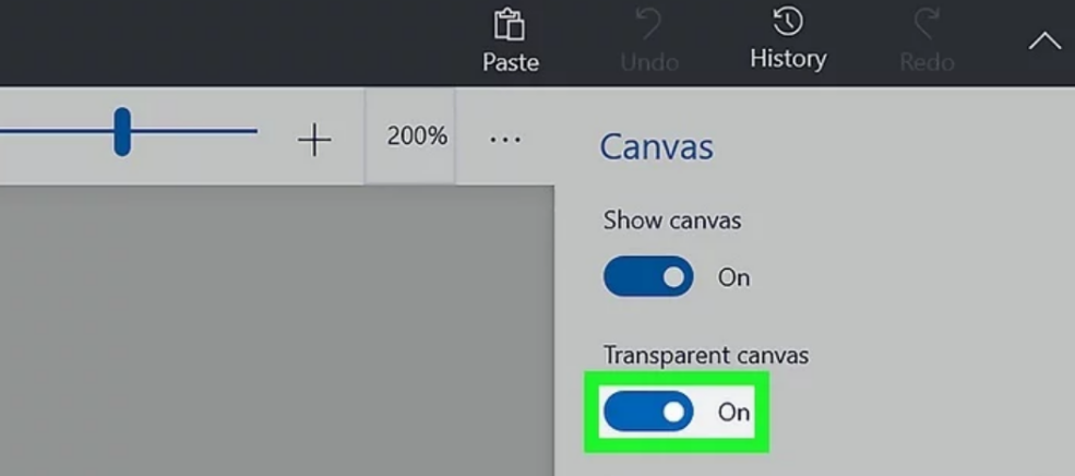 Click “Canvas” in the menu above
