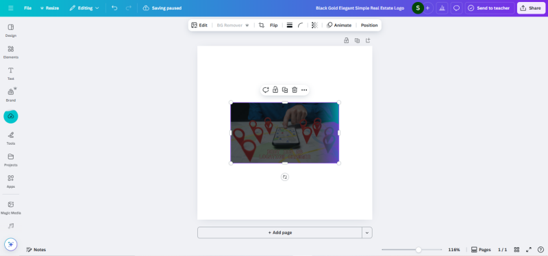 Canva remove background button interface