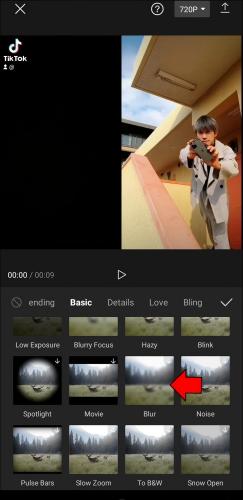 CapCut app blur canvas options and styles