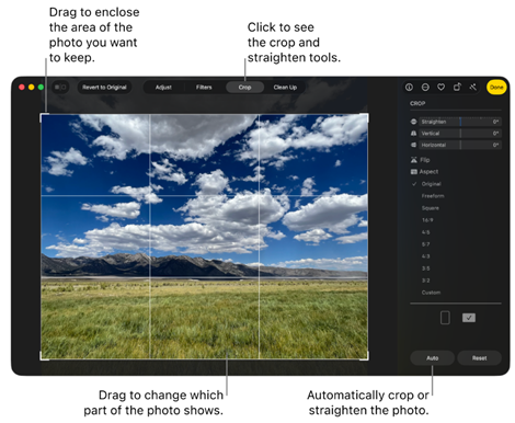 crop images on mac photo app