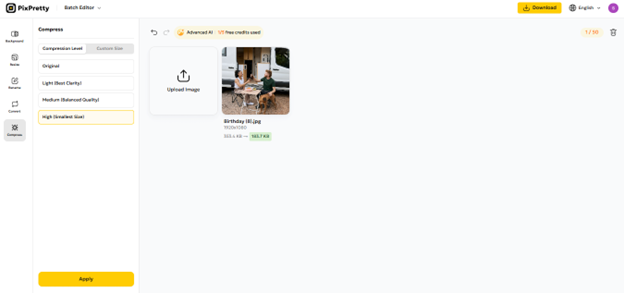 download image in pixpretty ai