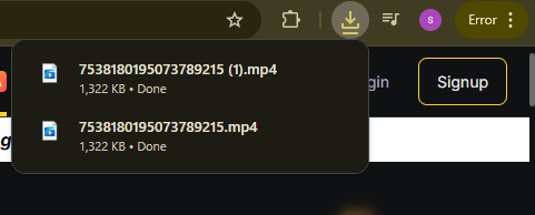 Download button for TikTok video without watermark