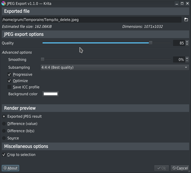 export file from krita