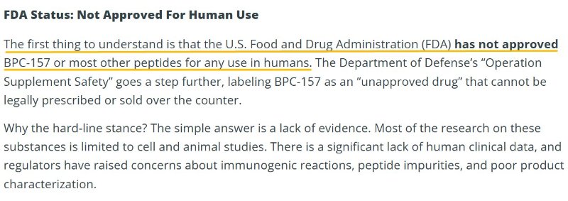 FDA가 승인하지 않은 펩타이드와 소피파이 판매 제한에 대한 설명