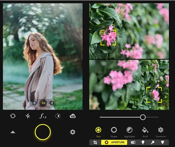 Focos app AI-powered background blur interface
