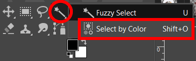 GIMP Select by Color tool in toolbar