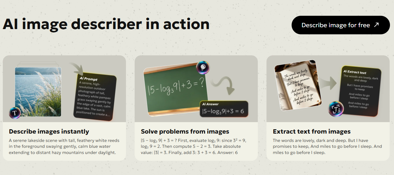 Free Vidnoz AI Image Describer