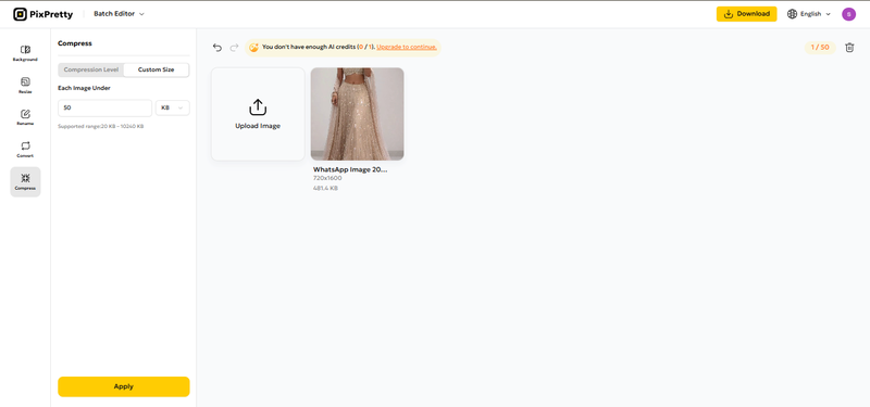 Bildgröße kostenlos in KB reduzieren