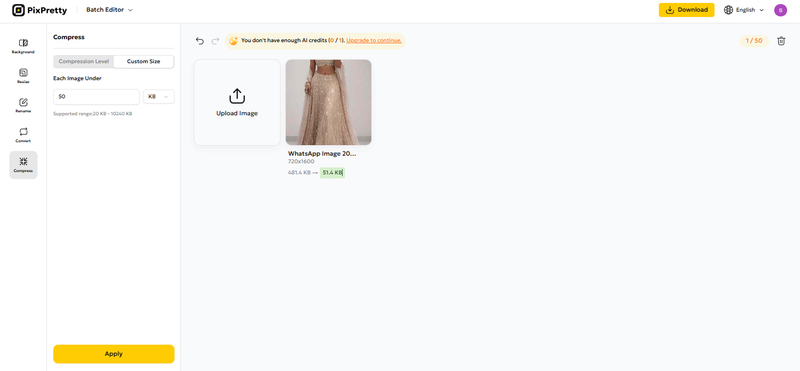 Bildgröße kostenlos in KB reduzieren