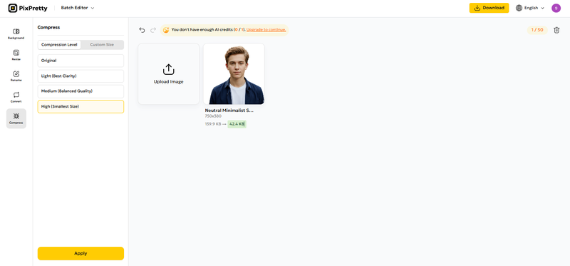 Bildgröße kostenlos in KB reduzieren