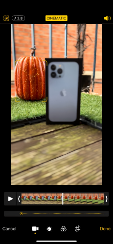 iPhone Cinematic mode video recording interface
