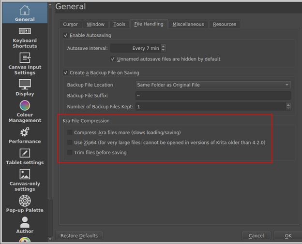 krita file compression