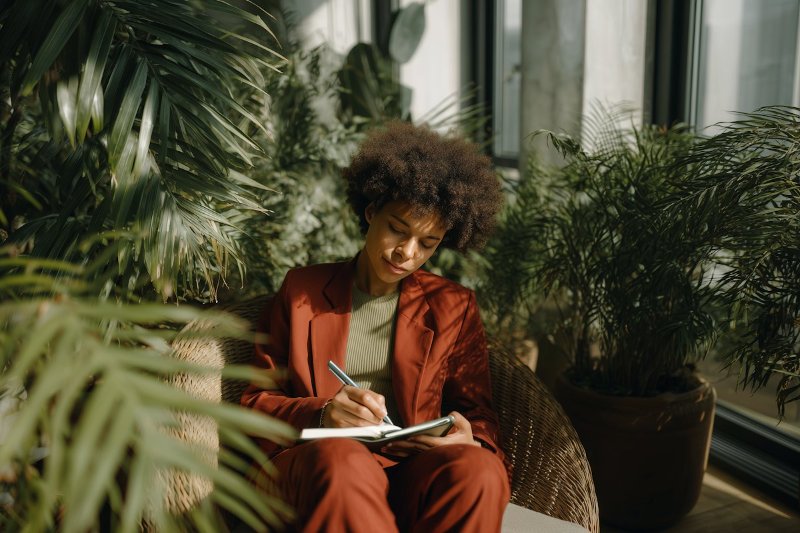 Person Writing in Nature