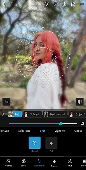 Photoshop Express blur tool with masking options