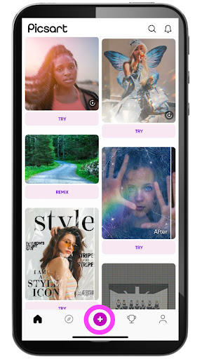 Picsart app import photo screen