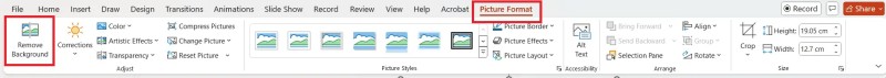 PowerPoint Picture Format Remove Background button